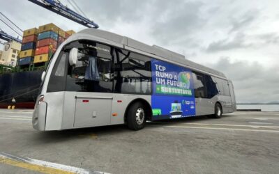 Ônibus elétrico da BYD vai atender funcionários da empresa TCP em Paranaguá, Sul do Brasil