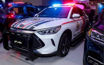 BYD mostra primeiro Song Plus DM-i pronto para o policiamento ostensivo na LAAD Defense & Security 2023, no Rio de Janeiro