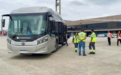 BYD começa testes de ônibus elétrico para transportar passageiros no aeroporto de Curitiba